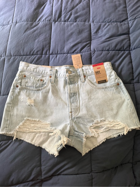 Levi's Pants - Levi's Light Blue Distressed High-Rise Jean Shorts